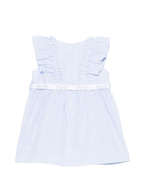 Abito Liu Jo Kids da neonata blu a righe con volant e cintura removibile LIU-JO baby | HA6031T340AL9013